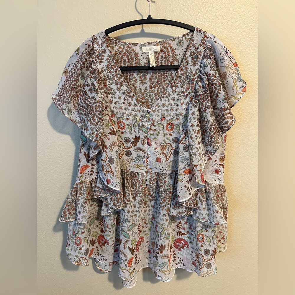 Matilda Jane Multicolor Floral Ruffle Blouse